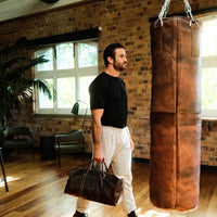 RETRO HERITAGE BROWN LEATHER HEAVY PUNCHING BAG (UN-FILLED) 3ft