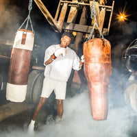 PRO CREAM/BROWN LEATHER BOXING GLOVES (STRAP UP)