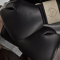 PRO BLACK/CREAM LEATHER BOXING GLOVES (STRAP UP)