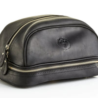 EXECUTIVE BLACK LEATHER DOPP BAG