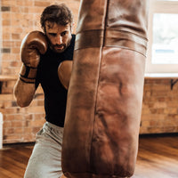 RETRO HERITAGE BROWN LEATHER HEAVY PUNCHING BAG (UN-FILLED) 3ft