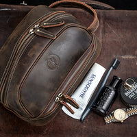 HERITAGE BROWN LEATHER DOPP BAG
