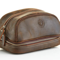 HERITAGE BROWN LEATHER DOPP BAG