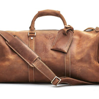 DELUXE TAN LEATHER SPORTS DUFFLE BAG