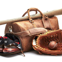 DELUXE TAN LEATHER SPORTS DUFFLE BAG