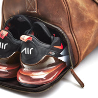 DELUXE TAN LEATHER SPORTS DUFFLE BAG