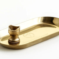 GOLD STEEL TRAY + CIGAR HOLDER