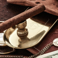 GOLD STEEL TRAY + CIGAR HOLDER