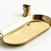 GOLD STEEL TRAY + CIGAR HOLDER