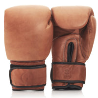 PRO DELUXE TAN LEATHER BOXING GLOVES (STRAP UP)