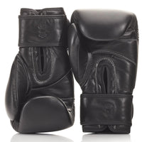 PRO EXECUTIVE BLACK LEATHER BOXING GLOVES (STRAP UP)