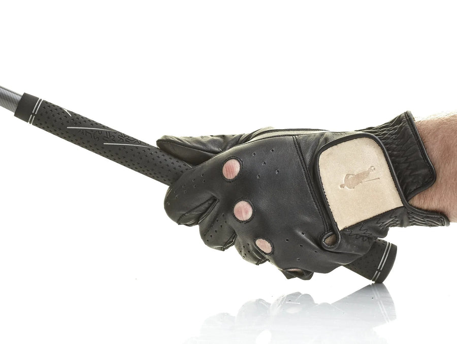 PRO EXECUTIVE BLACK / CREAM LEATHER GOLF GLOVE (L/H)