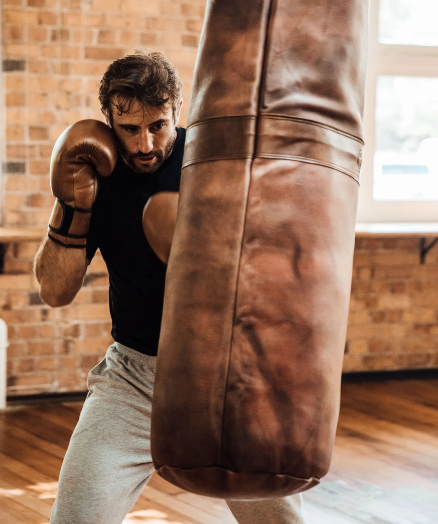 RETRO HERITAGE BROWN LEATHER HEAVY PUNCHING BAG (UN-FILLED) 3ft