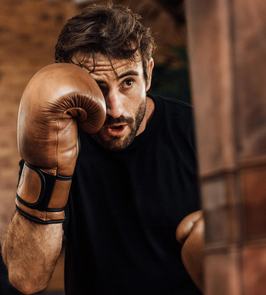 PRO HERITAGE BROWN LEATHER BOXING GLOVES (STRAP UP) 16oz