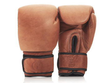 PRO DELUXE TAN LEATHER BOXING GLOVES (STRAP UP)